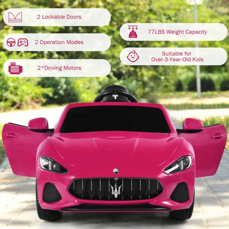 12V Kids Maserati GranCabrio Ride On Car with Remote Control - Pink