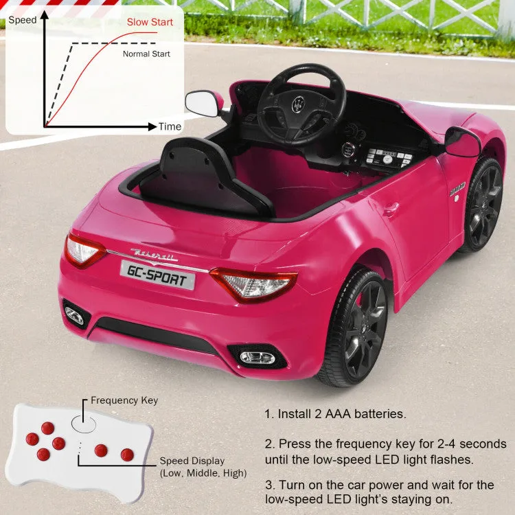 12V Kids Maserati GranCabrio Ride On Car with Remote Control - Pink