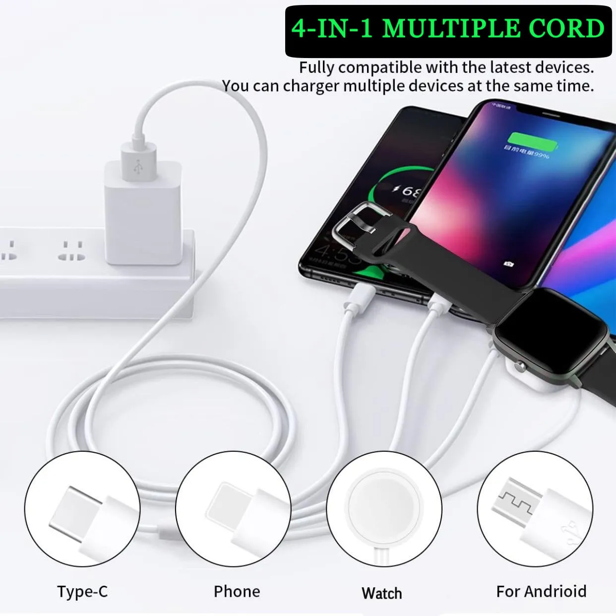 4 in 1 Watch & Phone Charger Cable