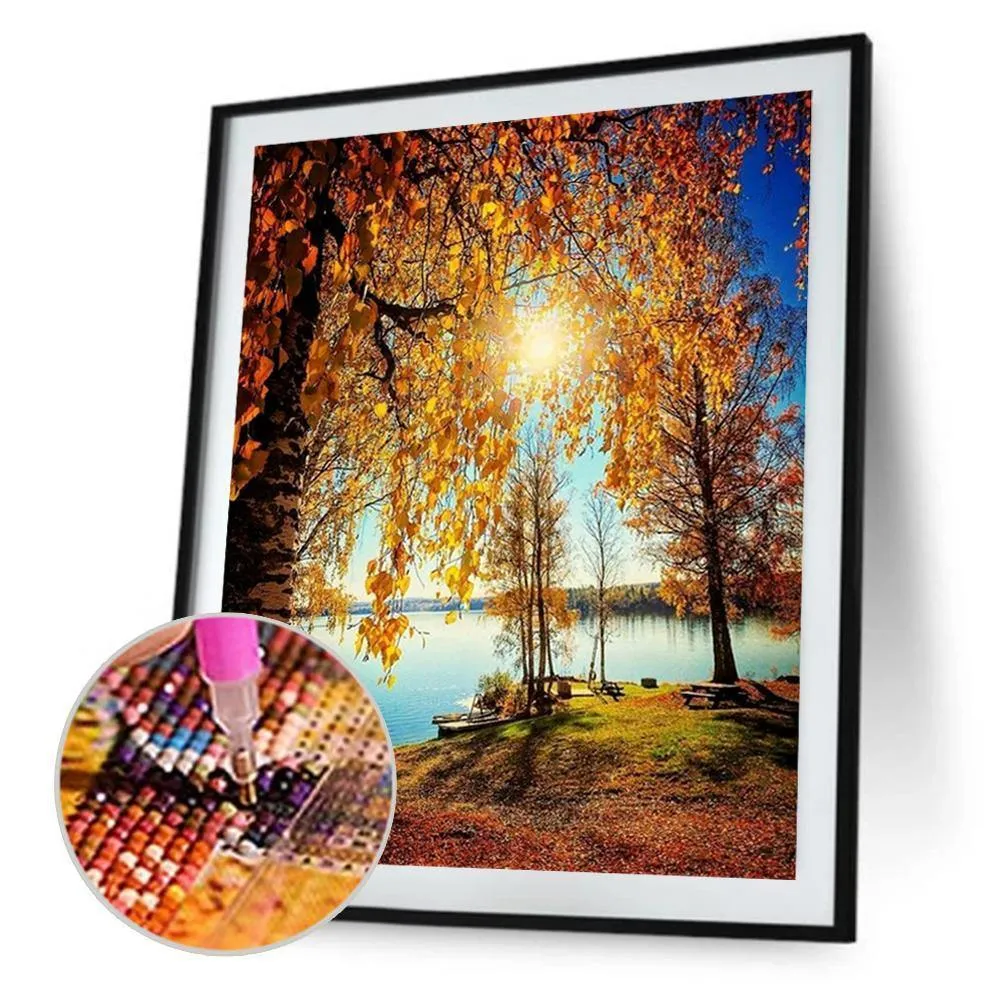 Autumn Riverside - Full Diamond Painting - (Canvas 30*40cm/11.81*15.75in)