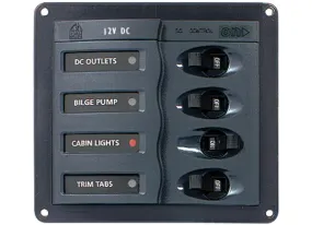 BEP 12V DC Circuit Breaker Panel - 4 Way - No Meters