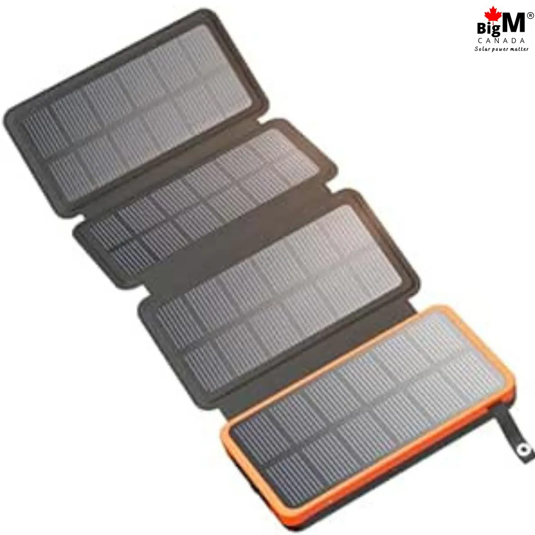 BigM solar charging power bank with 20000mAH storage 4 foldable panels