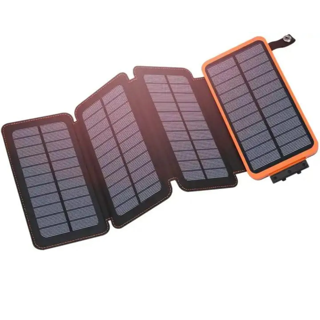 BigM solar charging power bank with 20000mAH storage 4 foldable panels