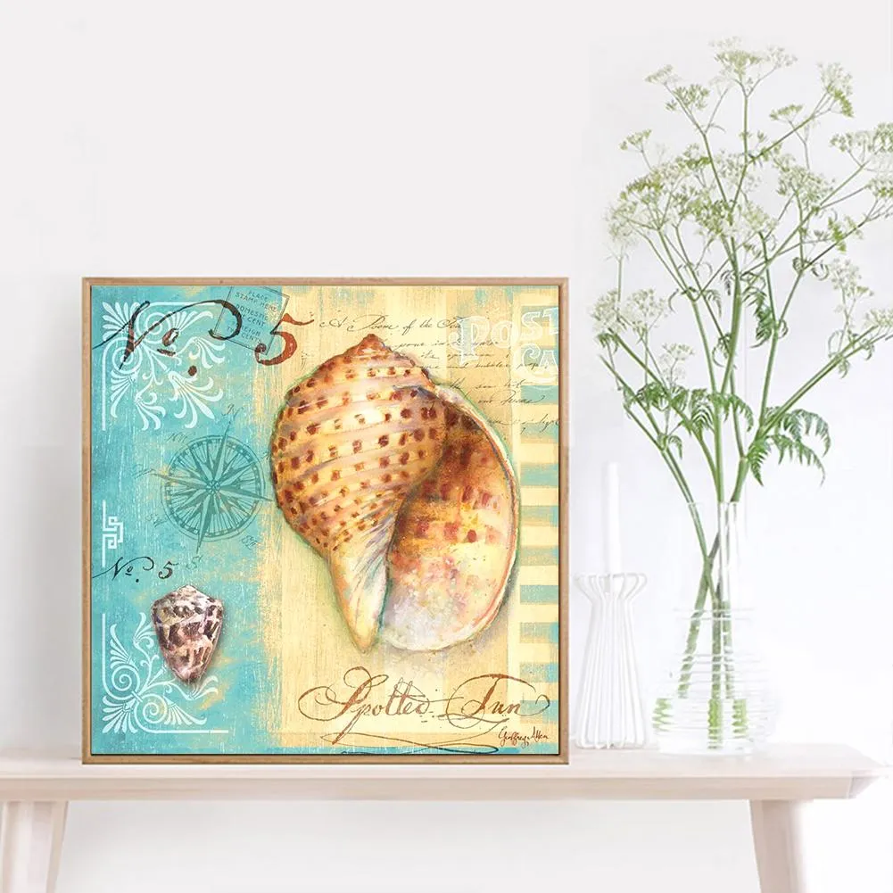 Conch - 5D DIY Round Drill Diamond Painting (Canvas 40x40cm/15.71x15.71in )