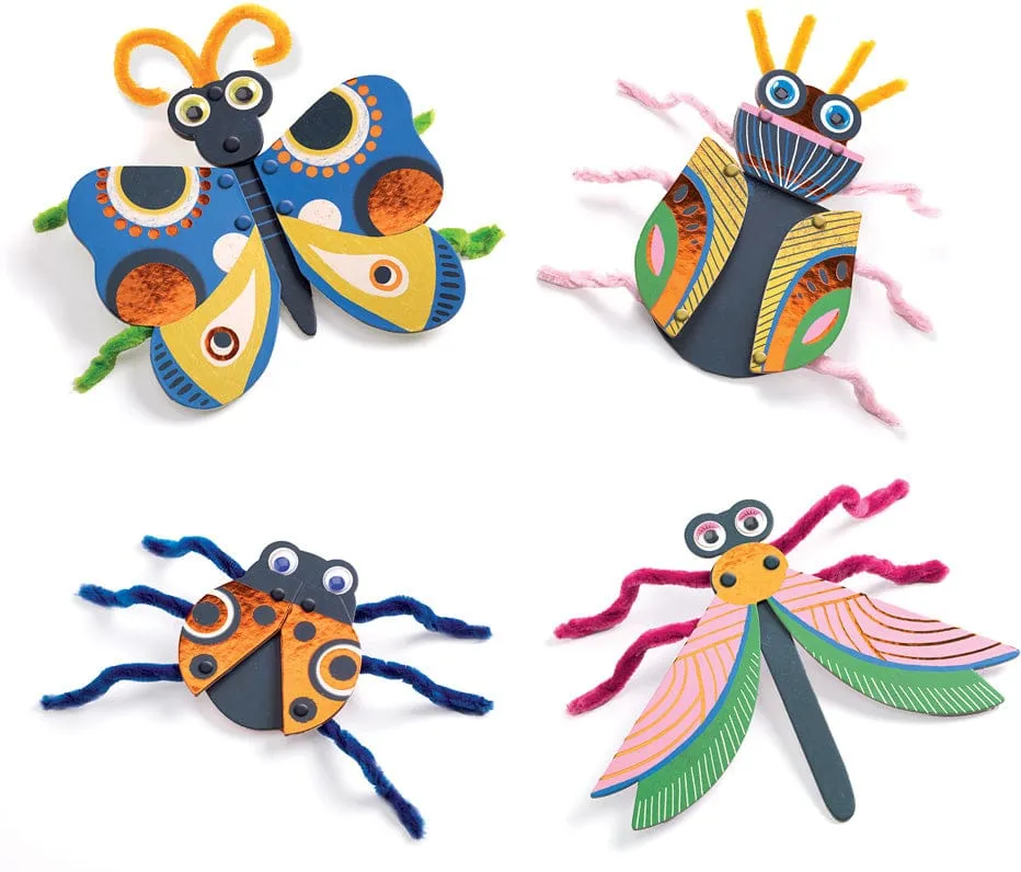 Djeco Fuzzy Bugs 3D Collage Kit - Art Kits for Kids