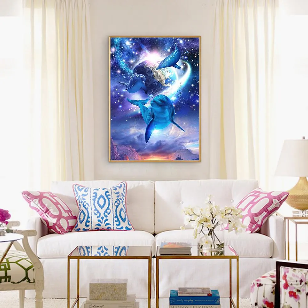 Dolphin - 5D DIY Round Drill Diamond Painting (Canvas 30x40cm/11.81x15.71in )