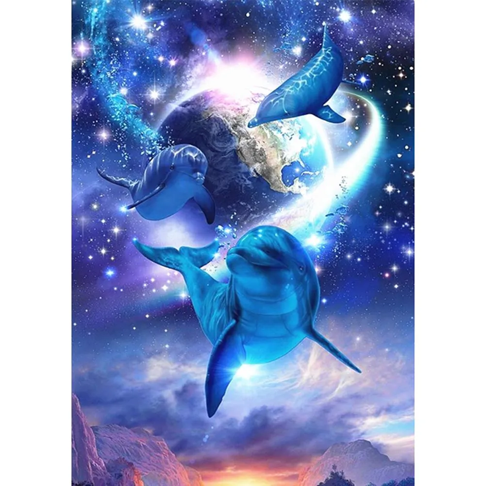 Dolphin - 5D DIY Round Drill Diamond Painting (Canvas 30x40cm/11.81x15.71in )