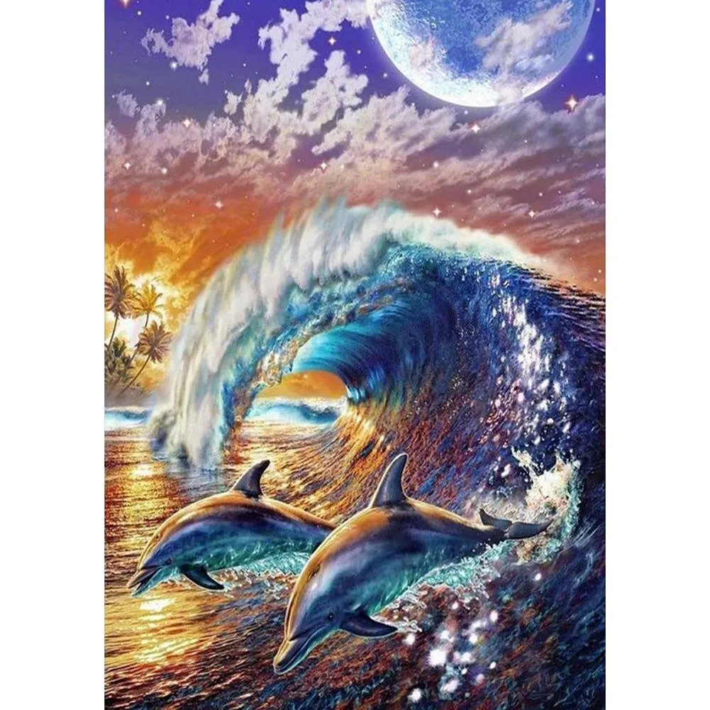 Dolphin - 5D DIY Round Drill Diamond Painting (Canvas 30x40cm/11.81x15.71in )