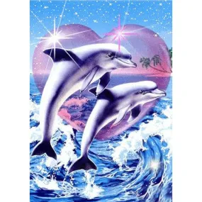 Dolphin - 5D DIY Round Drill Diamond Painting (Canvas 30x40cm/11.81x15.71in )