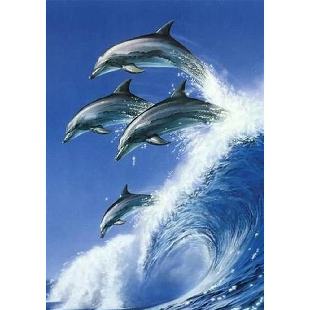 Dolphin - 5D DIY Round Drill Diamond Painting (Canvas 30x40cm/11.81x15.71in )