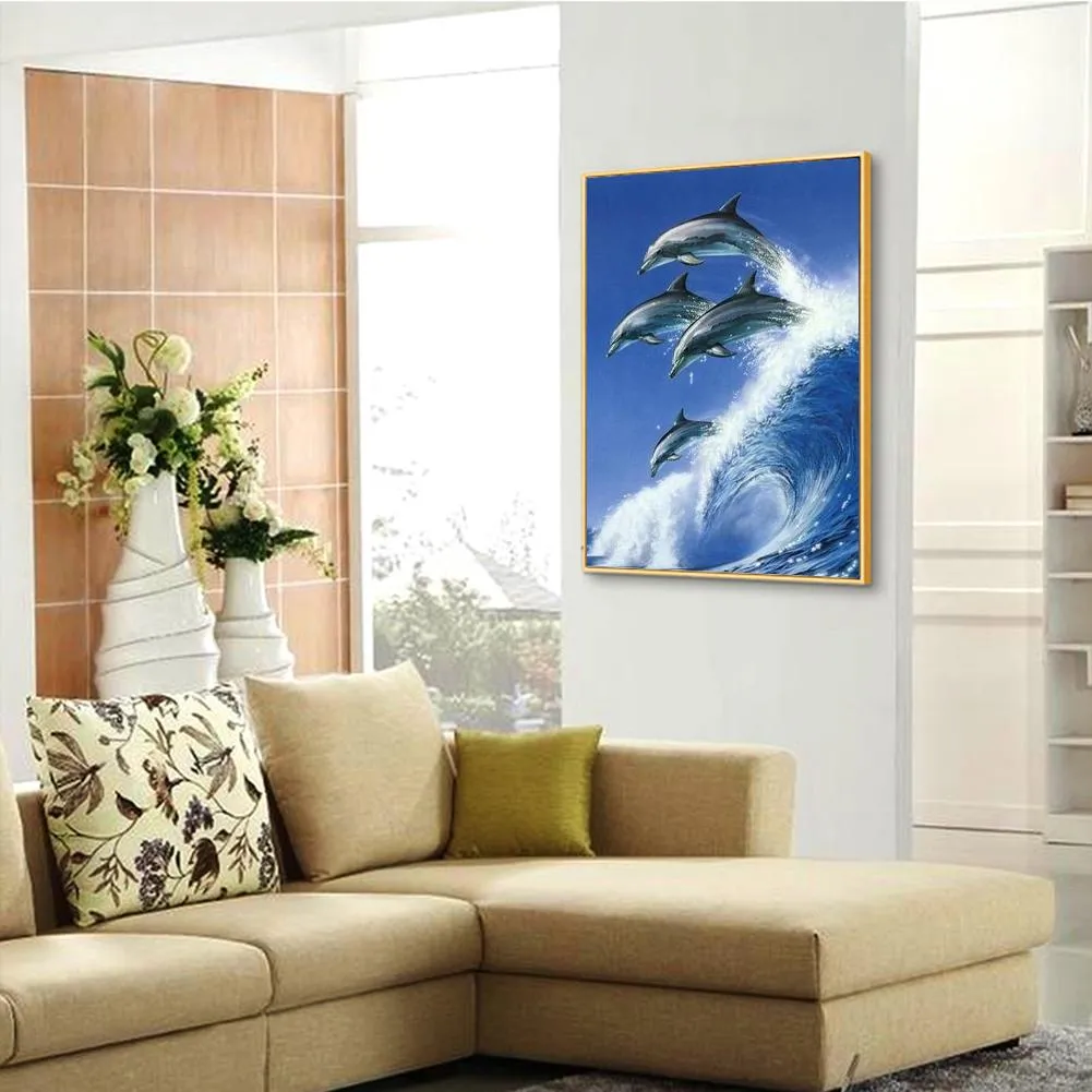 Dolphin - 5D DIY Round Drill Diamond Painting (Canvas 30x40cm/11.81x15.71in )