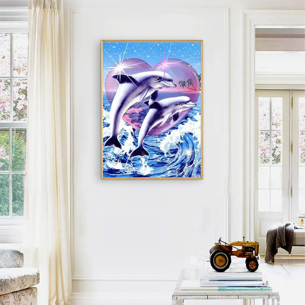 Dolphin - 5D DIY Round Drill Diamond Painting (Canvas 30x40cm/11.81x15.71in )