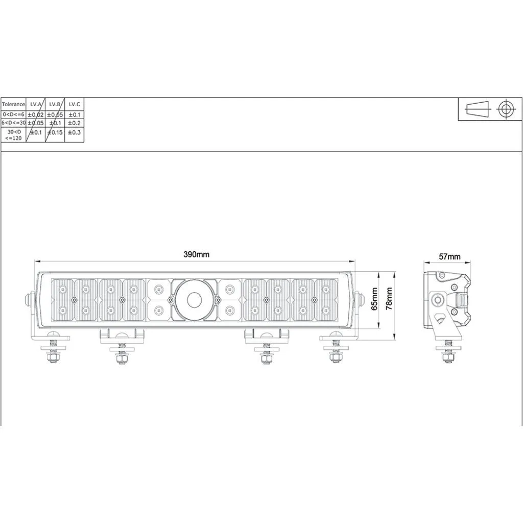 Laser Led Driving Lamp Lightbar Combo Beam 9-36V 95W 8,700Lmns 390Mm Long