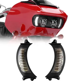 LED Vent Turn Signal Lights Driving Front Side Lights with DRL for Harley Road Glide MS-SG15 Motorcycles 2015-2020