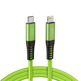 Limebrite 10ft Braided USB-C to Lightning Cable Compatible with iPhone 13/12/11 Pro/Max/Mini (Green)