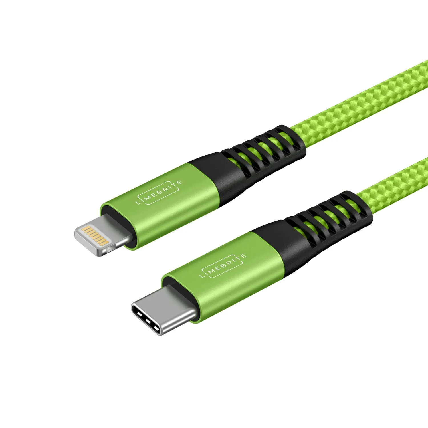 Limebrite 10ft Braided USB-C to Lightning Cable Compatible with iPhone 13/12/11 Pro/Max/Mini (Green)