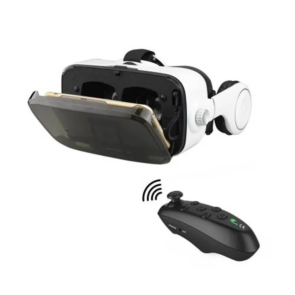 Reiko 3D VIRTUAL REALITY BOX (VR BOX) GLASSES FOR 3.5 TO 6 INCH PHONES WITH BLUTOOTH CONTROL IN BLACK