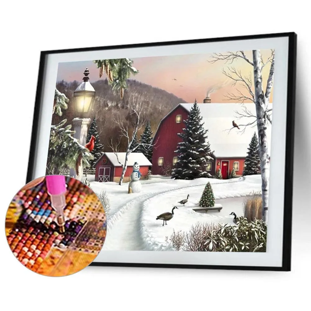 Snow 5D Full Square Drill Diamond Painting DIY Picture for Christmas Decor- (Canvas 50x40cm/19.69x15.71in )