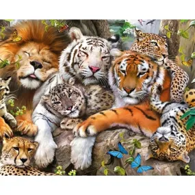 Tiger - 5D DIY Round Drill Diamond Painting (Canvas (Canvas 40x40cm/15.71x15.71in )/15.71x11.81in )