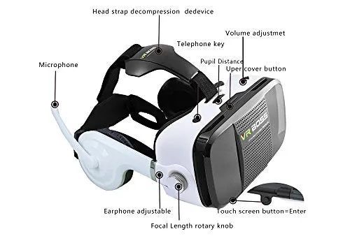 VIGICA VR BOSS Virtual Reality Headset 3D Glasses with Headphone for 4.0-6.3 inch iOS Android Smartphone iPhone...