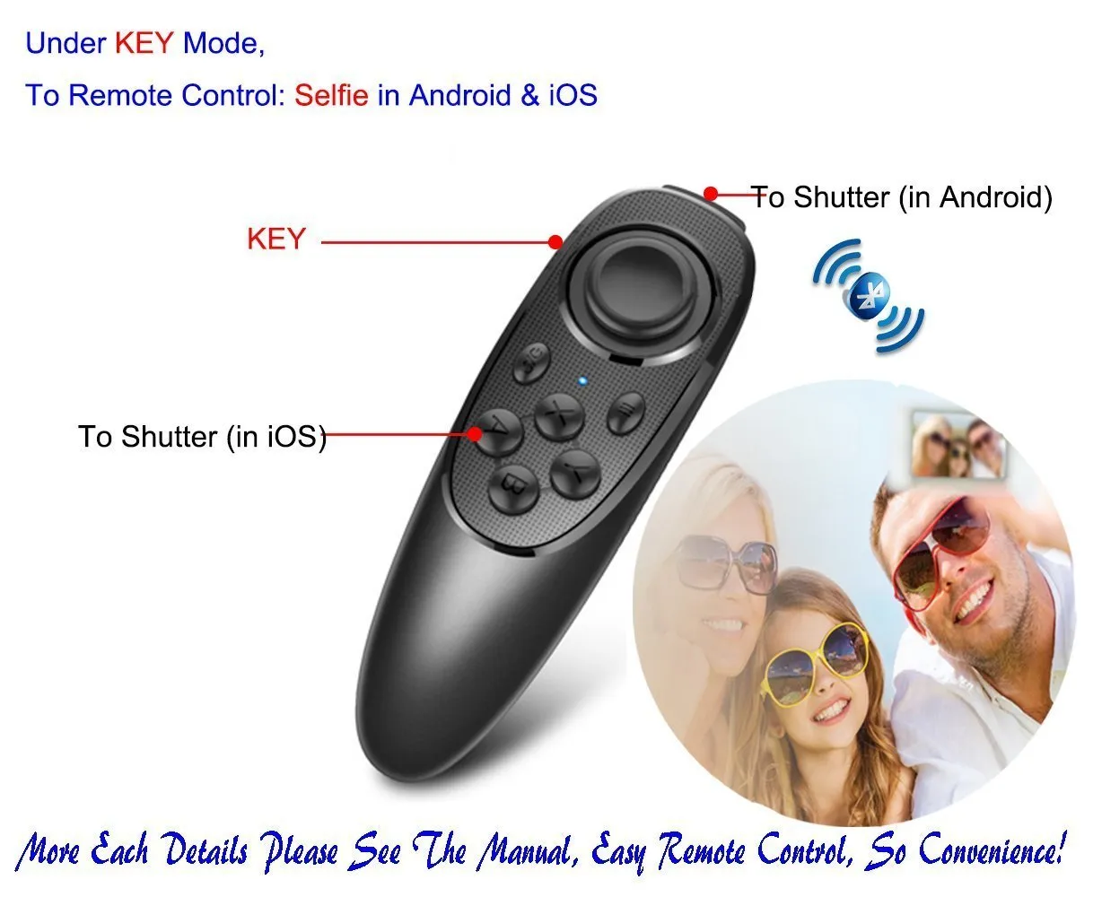 VR Remote Controller Gamepad Bluetooth Control VR Video, Film, Game, Selfie, Flip E-book/PPT/Nook page, Mouse, in Virtual Reality Headset